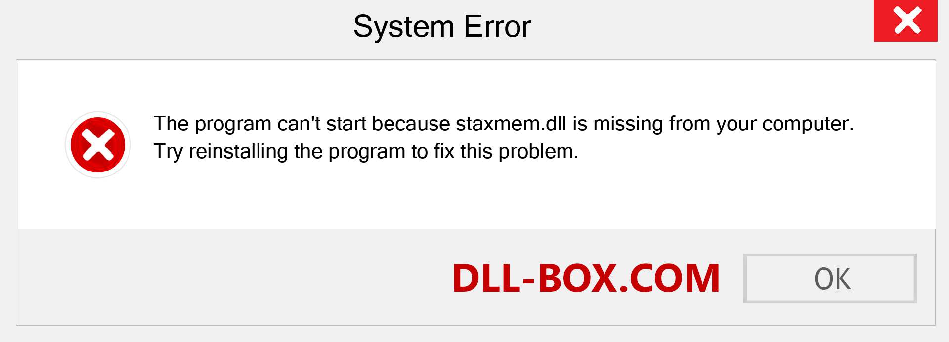  staxmem.dll file is missing?. Download for Windows 7, 8, 10 - Fix  staxmem dll Missing Error on Windows, photos, images